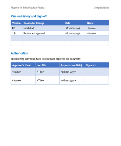 Project outline template, Project outline