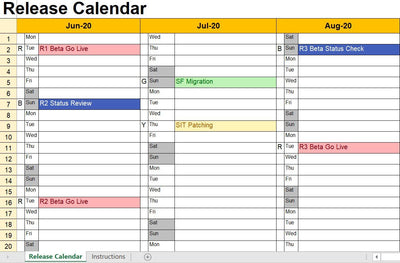 Release Calendar Excel