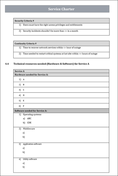 Service Charter Template, Service Charter