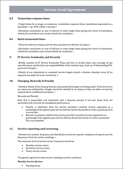 Service Level agreement Template, Service Level agreement