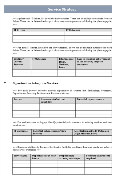 Service Strategy template, Service Strategy