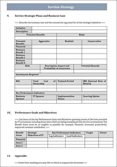 Service Strategy template, Service Strategy, strategic plan