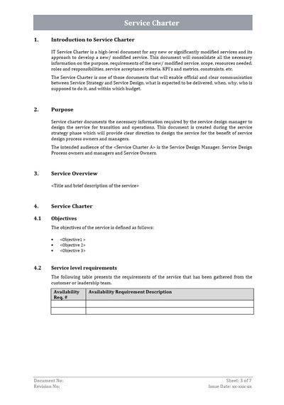 Service Charter Template, Service Charter