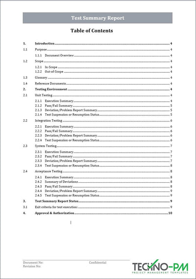 Test Summary Report Template