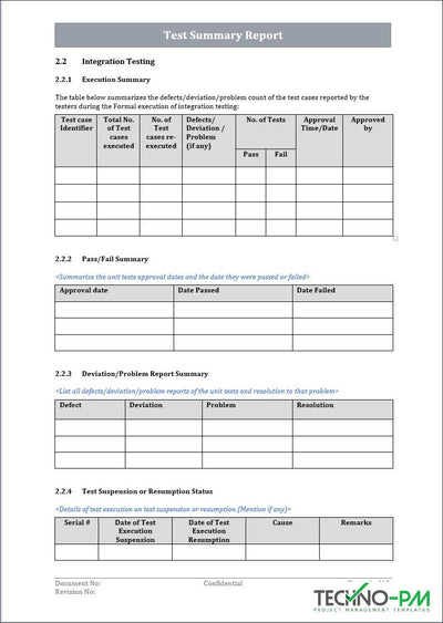 Test Summary Report Template