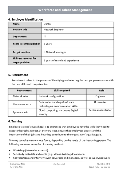 Workforce and Talent Management Process Template