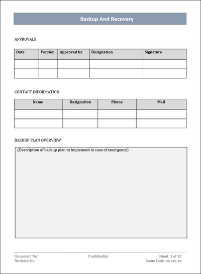 Backup  and Recovery Template