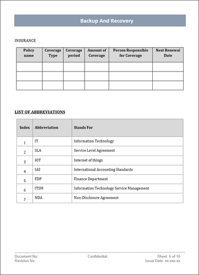 Backup and Recovery Policy Template Word