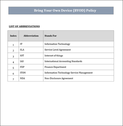  BYOD policy template Word