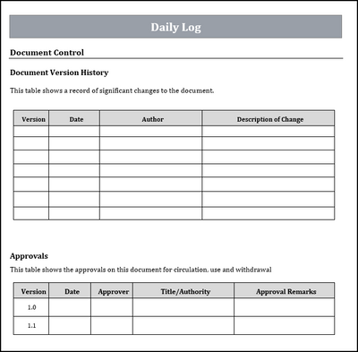 Daily log template