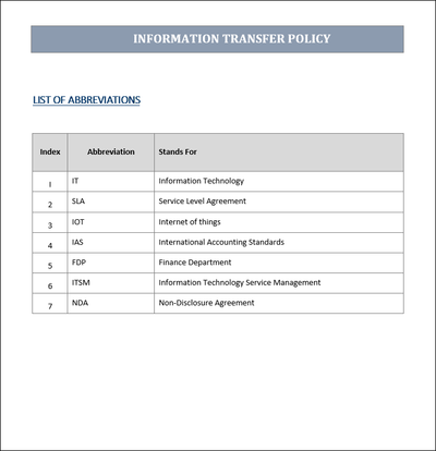 information transfer policy, information transfer