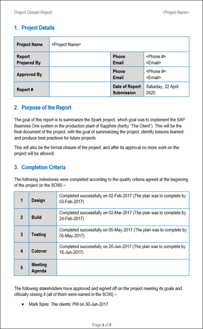 project closure report word template, project closure report