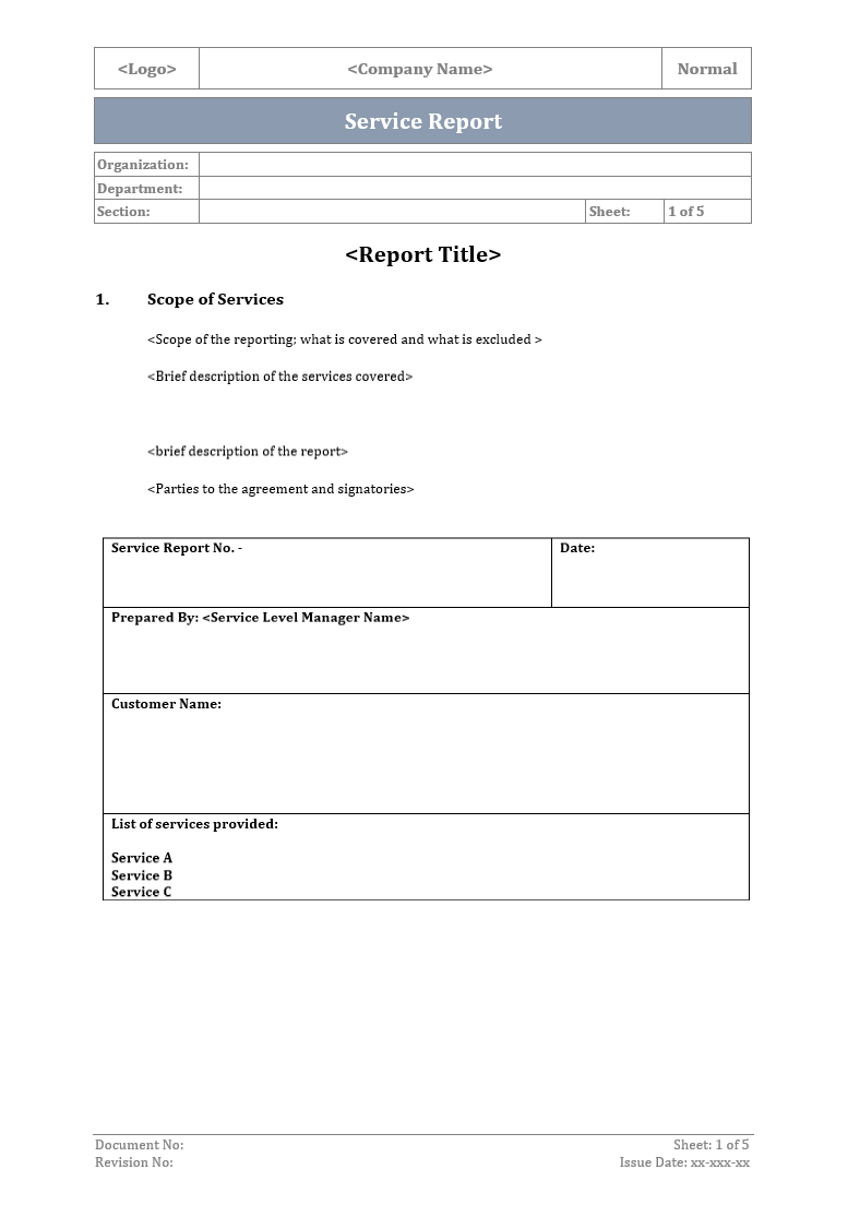 Service Report Template