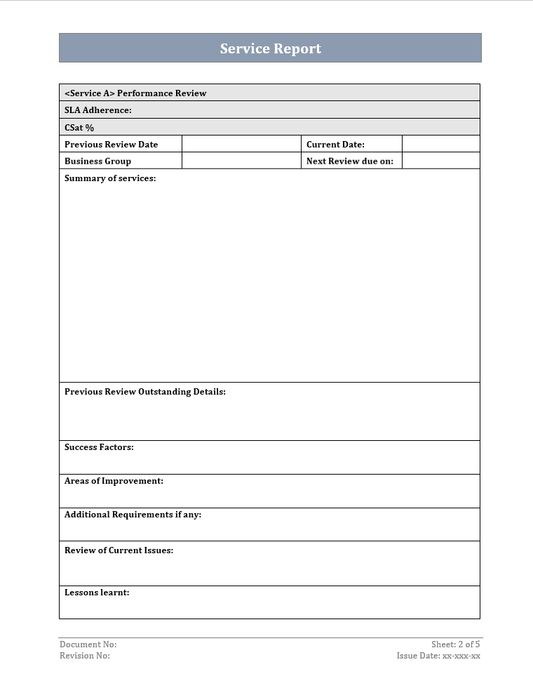 Service Report Template