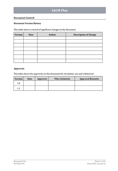 SACM Plan Template