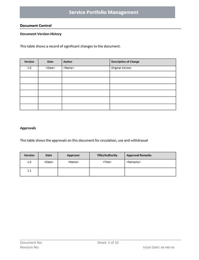 Service Portfolio Management Document Control