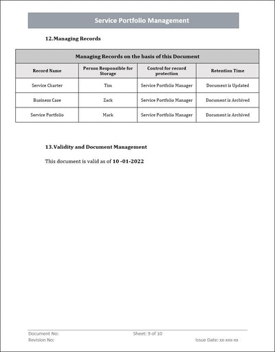 Service Portfolio Management Template