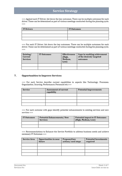 Service strategy template, Service strategy