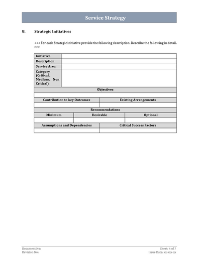 Service strategy template, Service strategy